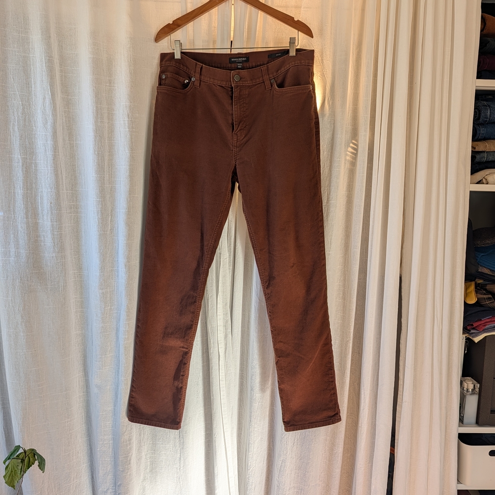 Banana Republic Men's Moleskin Pants in Rich Brown Slim Fit 34x32